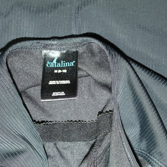 Catalina Size M Black Ribbed One Piece Swimsuit - Picture 5 of 5